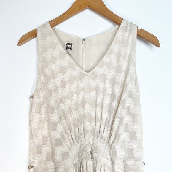 Anne Klein Vintage 90's Cream Pleated Textured Maxi Dress - Picture 3 of 14